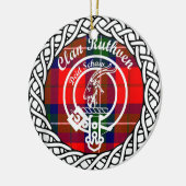 Scottish Clan Ruthven Tartan en Crest Keramisch Ornament (Links)