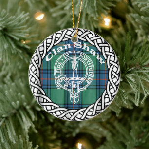 Scottish Clan Shaw Tartan en Crest Keramisch Ornament