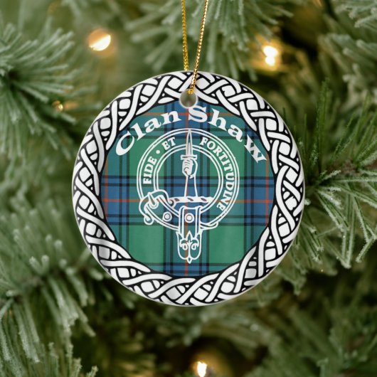 Scottish Clan Shaw Tartan en Crest Keramisch Ornament (Boom)