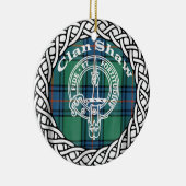 Scottish Clan Shaw Tartan en Crest Keramisch Ornament (Rechts)