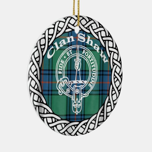 Scottish Clan Shaw Tartan en Crest Keramisch Ornament (Rechts)