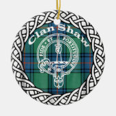 Scottish Clan Shaw Tartan en Crest Keramisch Ornament (Voorkant)