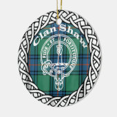 Scottish Clan Shaw Tartan en Crest Keramisch Ornament (Links)