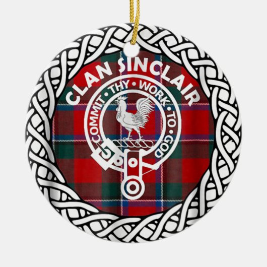 Scottish Clan Sinclair Tartan en Crest Keramisch Ornament (Voorkant)