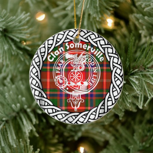 Scottish Clan Somerville Tartan en Crest Keramisch Ornament (Boom)