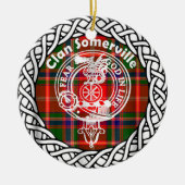 Scottish Clan Somerville Tartan en Crest Keramisch Ornament (Voorkant)