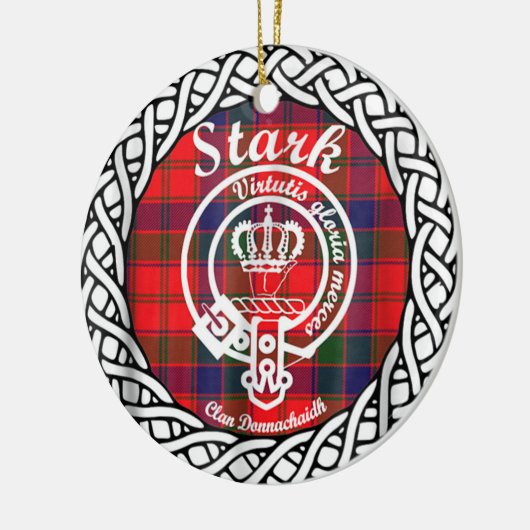 Scottish Clan Stark Tartan en Crest Keramisch Ornament (Links)