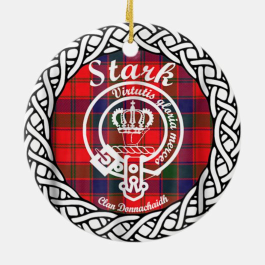Scottish Clan Stark Tartan en Crest Keramisch Ornament (Achterkant)