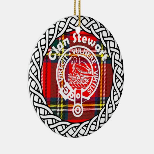 Scottish Clan Stewart Tartan en Crest Keramisch Ornament (Rechts)
