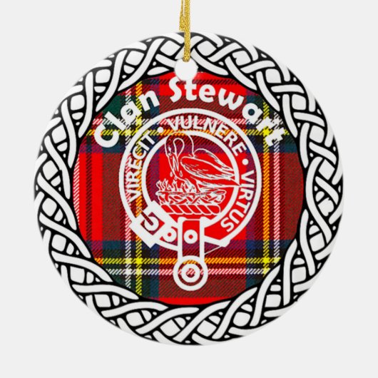 Scottish Clan Stewart Tartan en Crest Keramisch Ornament (Achterkant)