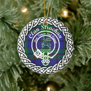 Scottish Clan Strachan Tartan en Crest Keramisch Ornament