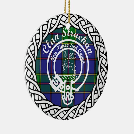 Scottish Clan Strachan Tartan en Crest Keramisch Ornament (Rechts)