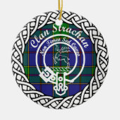 Scottish Clan Strachan Tartan en Crest Keramisch Ornament (Voorkant)