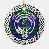 Scottish Clan Strachan Tartan en Crest Keramisch Ornament (Achterkant)