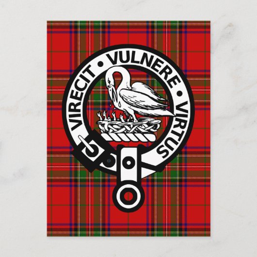 Scottish Clan Stuart Tartan en Crest Briefkaart (Voorkant)
