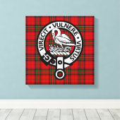 Scottish Clan Stuart Tartan en Crest Canvas Afdruk (Insitu (Houten vloer))