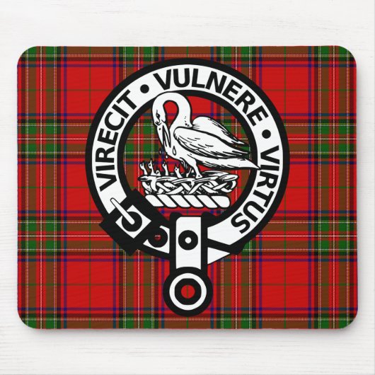 Scottish Clan Stuart Tartan en Crest Muismat (Voorkant)