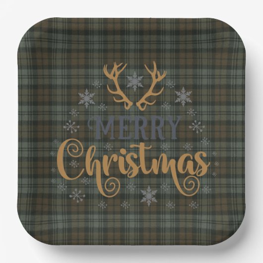 Scottish Clan Tartn BlackWatch Weathered Kerstmis Papieren Bordje (Voorkant)