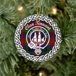 Scottish Clan Tennant Tartan en Crest Keramisch Ornament