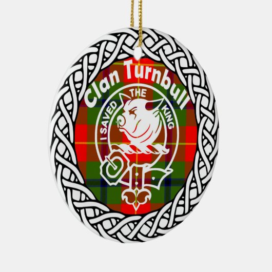 Scottish Clan Turnbull Tartan en Crest Keramisch Ornament (Rechts)