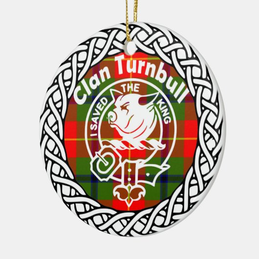 Scottish Clan Turnbull Tartan en Crest Keramisch Ornament (Links)