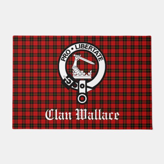 Scottish Clan Wallace Crest Badge en Tartan Deurmat (Voorkant)