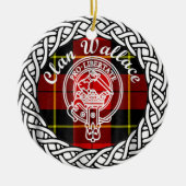 Scottish Clan Wallace Tartan en Crest Keramisch Ornament (Voorkant)