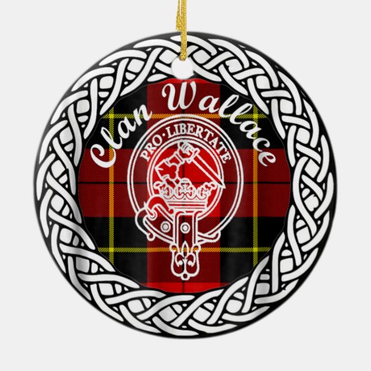 Scottish Clan Wallace Tartan en Crest Keramisch Ornament (Achterkant)