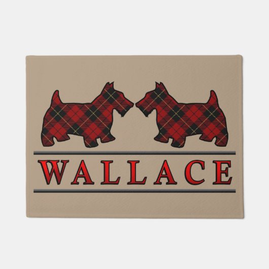 Scottish Clan Wallace Tartan Scottie Dogs Deurmat (Voorkant)