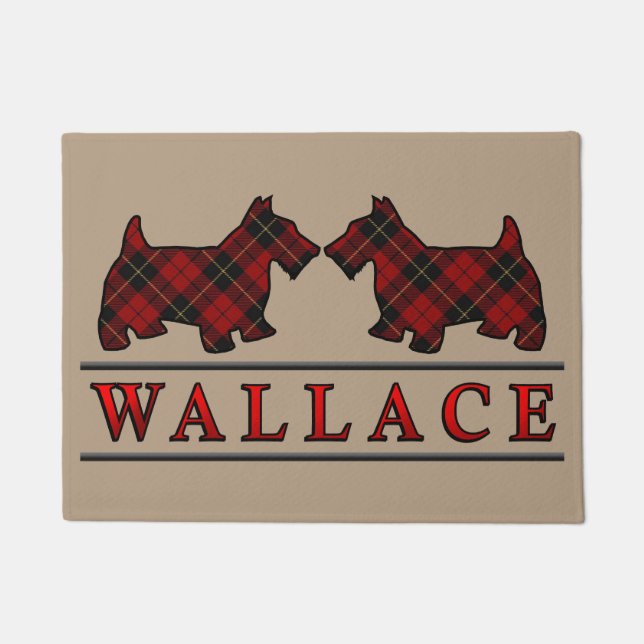 Scottish Clan Wallace Tartan Scottie Dogs Deurmat (Voorkant)
