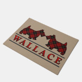 Scottish Clan Wallace Tartan Scottie Dogs Deurmat (Schuin)