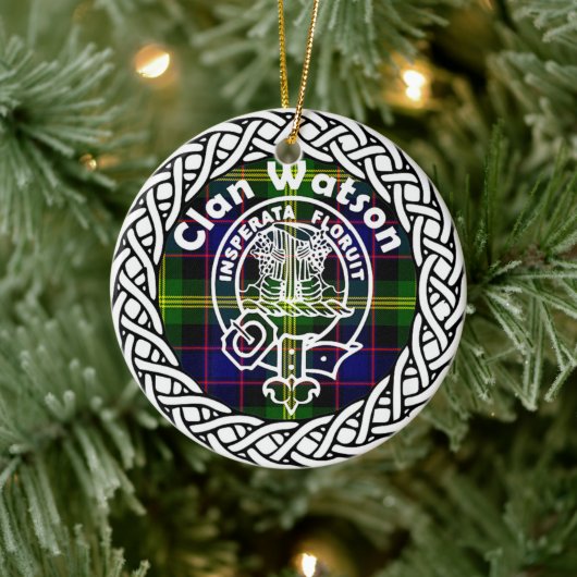 Scottish Clan Watson Tartan en Crest Keramisch Ornament (Boom)
