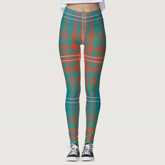 Scottish Clan Wilson Tartan Green Blue Pset Leggings (Voorkant)