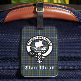 Scottish Clan Wood Crest & Tartan Bagagelabel