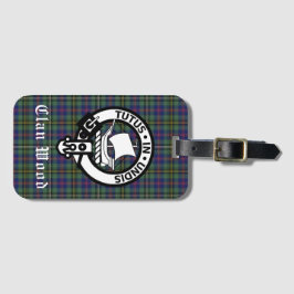 Scottish Clan Wood Crest & Tartan Bagagelabel