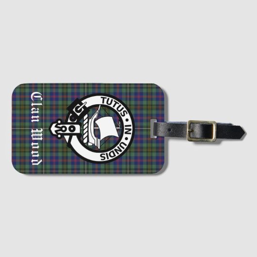 Scottish Clan Wood Crest & Tartan Bagagelabel (Voorkant (horizontaal))