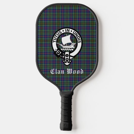 Scottish Clan Wood Crest & Tartan Custom Pickleball Paddle (Achterkant)