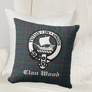 Scottish Clan Wood Crest & Tartan Kussen