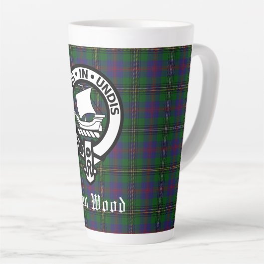 Scottish Clan Wood Crest & Tartan Latte Mok (Rechterhoek)