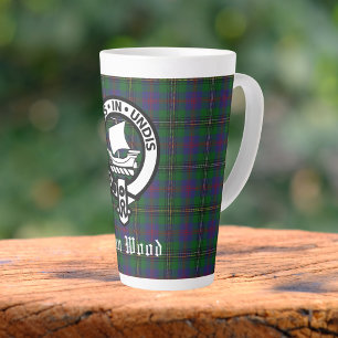 Scottish Clan Wood Crest & Tartan Latte Mok