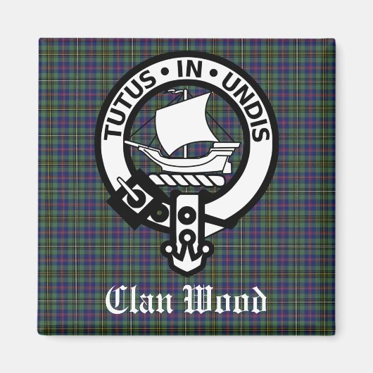 Scottish Clan Wood Crest & Tartan Magneet (Voorkant)