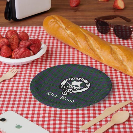 Scottish Clan Wood Crest & Tartan Papieren Bordje (Picknick)