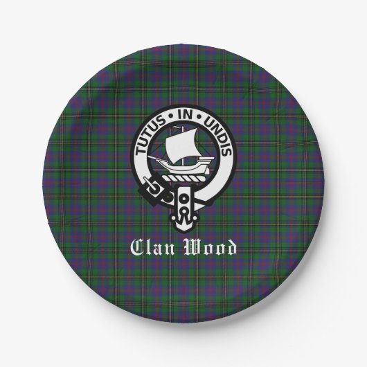 Scottish Clan Wood Crest & Tartan Papieren Bordje (Voorkant)