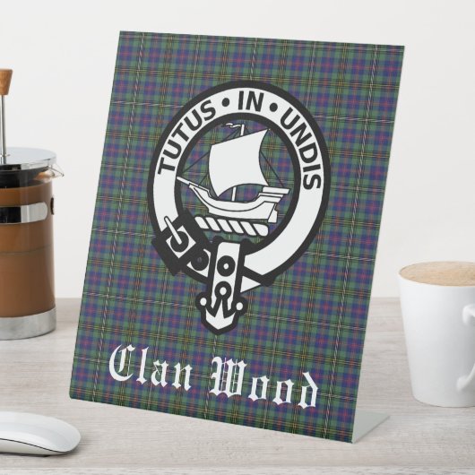 Scottish Clan Wood Crest & Tartan Reclamebord Met Voetstuk (Insitu)