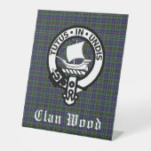 Scottish Clan Wood Crest & Tartan Reclamebord Met Voetstuk (Voorkant)