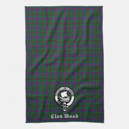 Scottish Clan Wood Crest & Tartan Theedoek