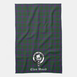 Scottish Clan Wood Crest & Tartan Theedoek