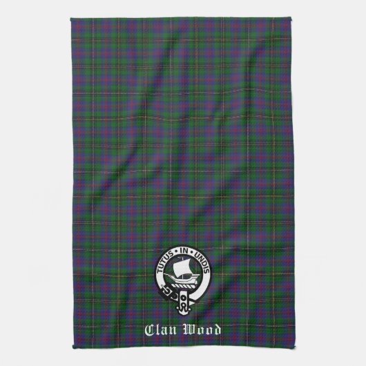 Scottish Clan Wood Crest & Tartan Theedoek (Verticaal)