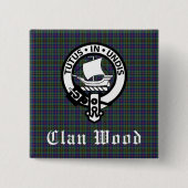 Scottish Clan Wood Crest & Tartan Vierkante Button 5,1 Cm (Voorkant)