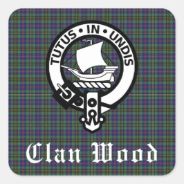 Scottish Clan Wood Crest & Tartan Vierkante Sticker